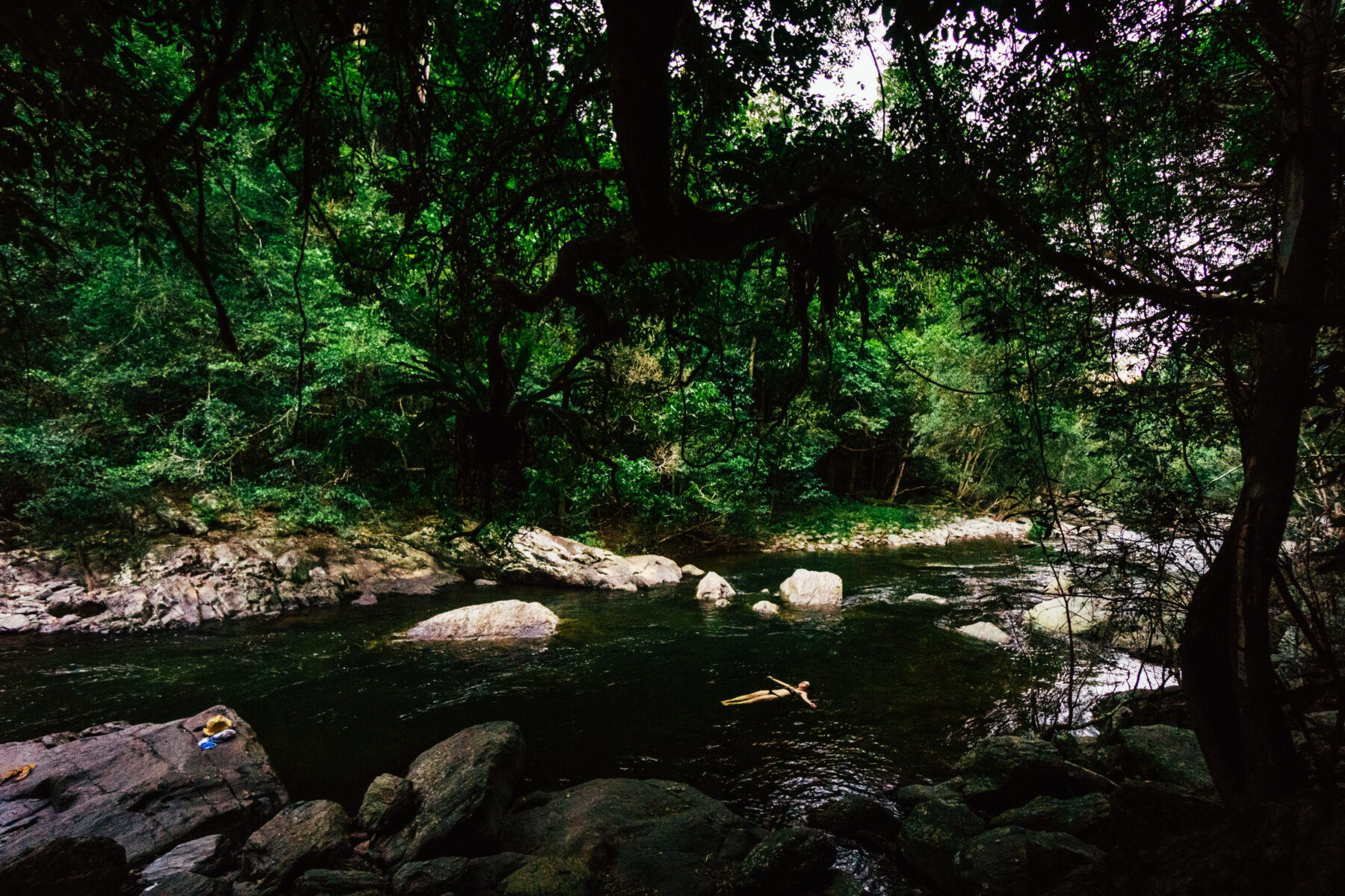 Girl swimming at Mossman Gorge