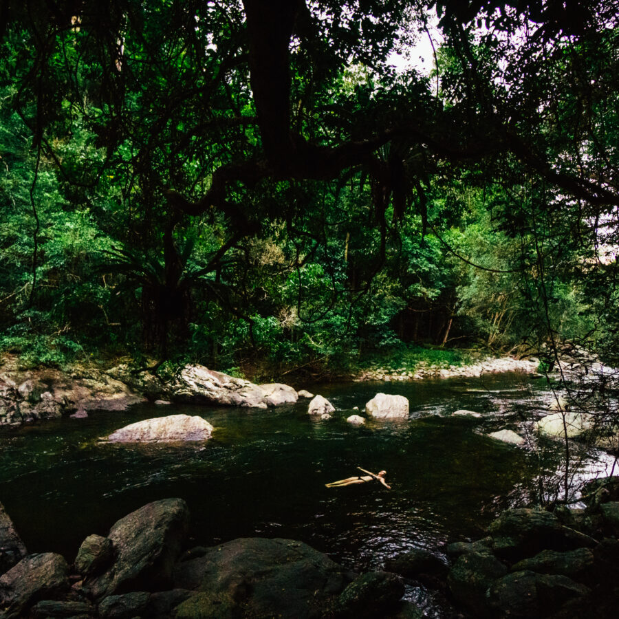 Girl swimming at Mossman Gorge